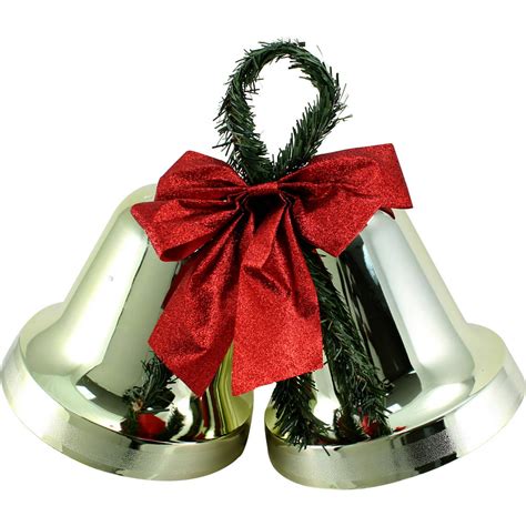 Holiday Time Christmas Decor 9.5" Double Bell Gold, Indoor / Outdoor ...