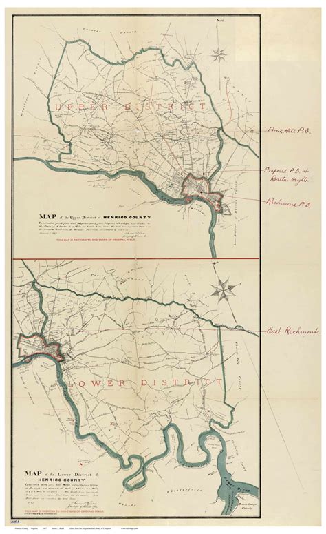 Henrico County Virginia 1887 - Old Map Reprint - OLD MAPS