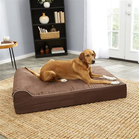 KOPEKS Orthopedic Pillow Dog Bed w/Removable Cover, Brown, X-Large ...