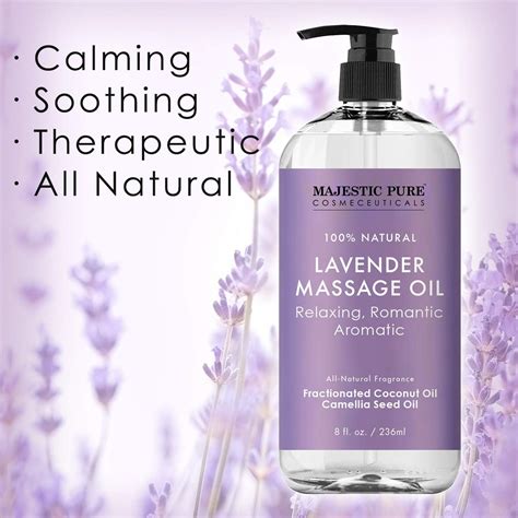 MAJESTIC PURE Lavender Massage Oil for Men and Women - Great for Calming, Soothing and to Relax ...