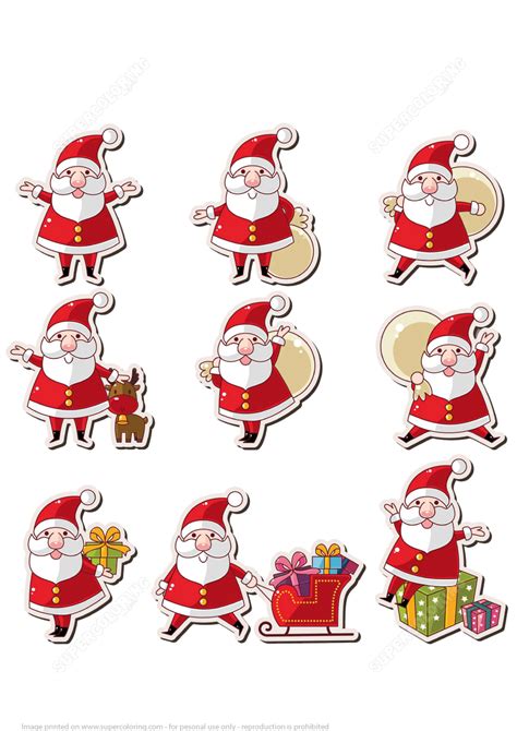 Printable Santa Claus Stickers | Free Printable Papercraft Templates