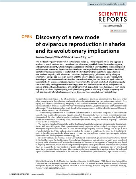 (PDF) Discovery of a new mode of oviparous reproduction in sharks and ...