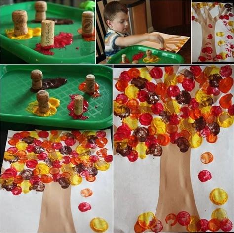 Cork Painting! This is great kids activity for fall! So adorable! #fallkidsactivity # ...