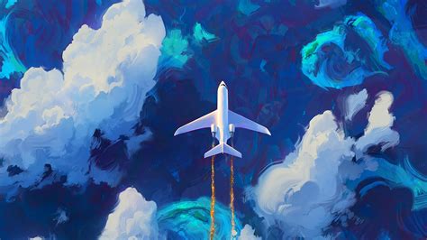 2560x1440 Resolution Plane And Clouds Artistic Digital Art 1440P Resolution Wallpaper ...