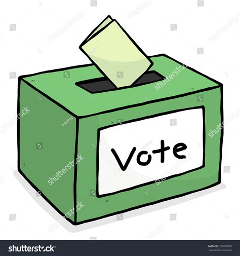 Green Vote Box / Cartoon Vector And Illustration, Hand Drawn Style, Isolated On White Background ...