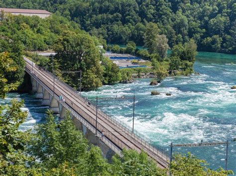 Bridge Over the Rhine River at Rhine Falls. Editorial Photography - Image of bridge, rheinweg ...