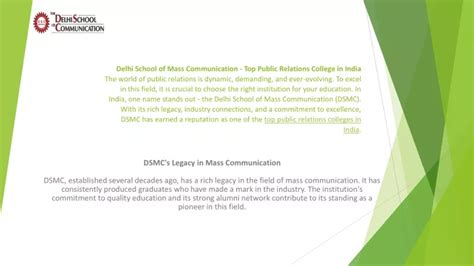 PPT - Delhi School of Mass Communication - Top Public Relation college in india PowerPoint ...