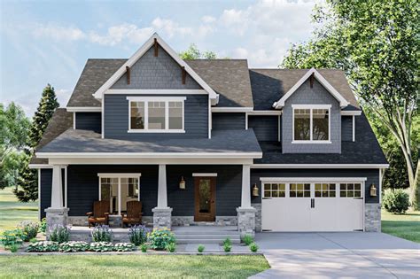Plan 62878DJ: New American Craftsman Home Plan with Attractive Front Porch | Craftsman style ...