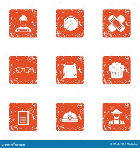 Accident Prevention Icons Set, Grunge Style Stock Vector - Illustration ...