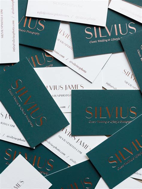 Rose Gold Foil Business Cards for Silvius Photography on Behance