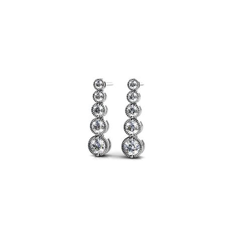 1 Carat Diamond Drop Earrings In White Gold - Milgrain Detail