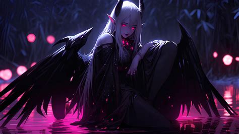 Demon Girl Wings Fantasy 4K #8980i Wallpaper PC Desktop