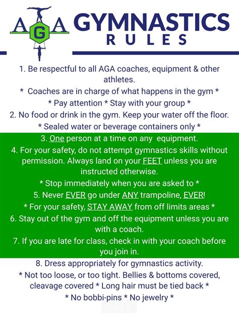 AGA Gym Rules - ATHLETICS GYMNASTICS ACADEMY