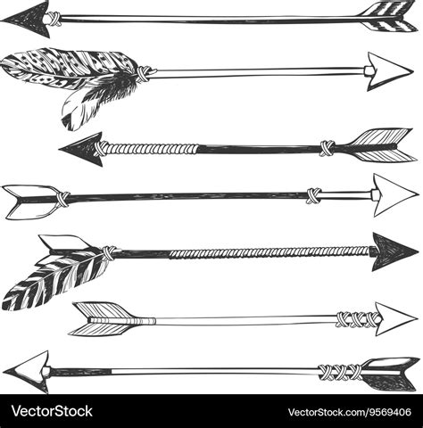 Arrow set in native american indian style Vector Image