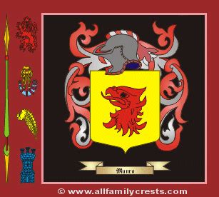 Munro family crest and meaning of the coat of arms for the surname Munro, Munro name origin