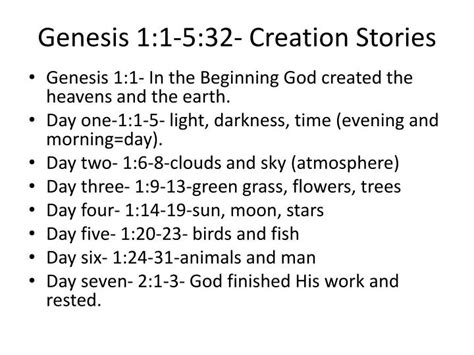 PPT - Genesis 1:1-5:32- Creation Stories PowerPoint Presentation, free ...