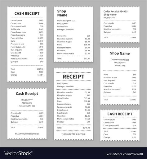 Receipts printed bills. Checks receipt print bill amount buy choice ...