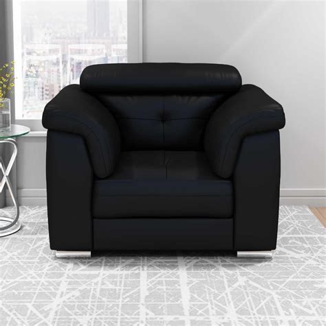 Buy Charles One Seater Eerie Black Premium Leather Sofa Online At Durian