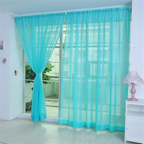 Spring Savings! LSLJS Solid Color Sheer Curtains, Semi-Transparent ...