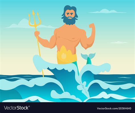 Poseidon greek god of the sea Royalty Free Vector Image