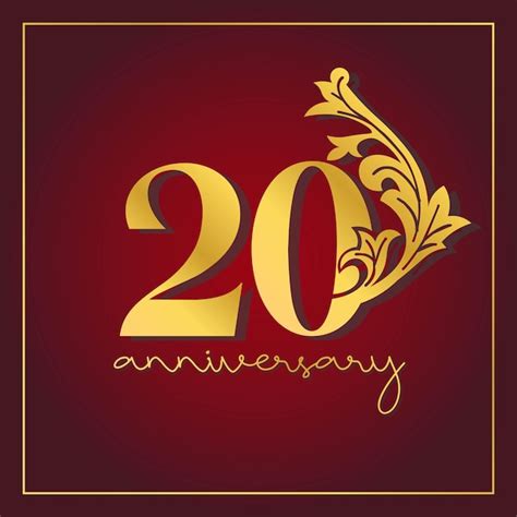 Premium Vector | 20th Anniversary celebration banner with on red background. Vintage Decorative ...