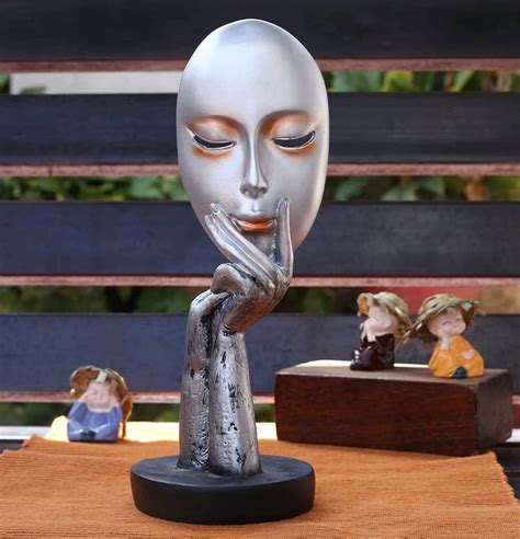 Neema Handicrafts Antique Human Lady Face For Home/Table Décor Showpiece (Polyresin, Silver ...