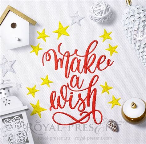 Make a Wish Inscription Machine Embroidery Design - 4 sizes | Royal Present Embroidery | Machine ...