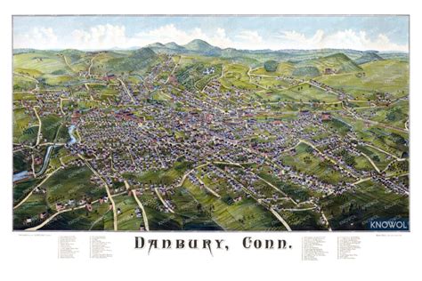 Beautifully detailed map of Danbury, Connecticut from 1884 - KNOWOL