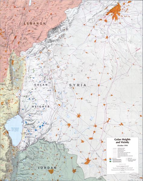 Large scale map of the Golan Heights and vicinity with relief and other ...