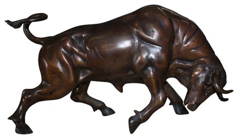 Bronze Small Wall Street Bull Statue, Medium up to 36" - Farmhouse - Decorative Objects And ...