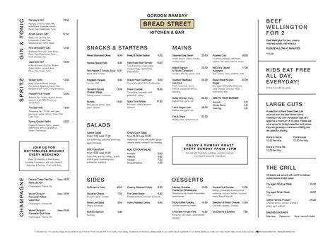 Menus | Bread Street Kitchen & Bar - Battersea | Gordon Ramsay Restaurants