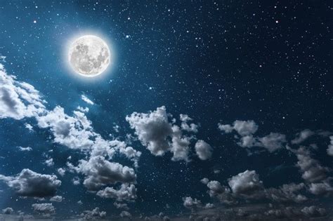 Premium Photo | Night sky with stars and moon and clouds. | Night sky moon, Night sky wallpaper ...