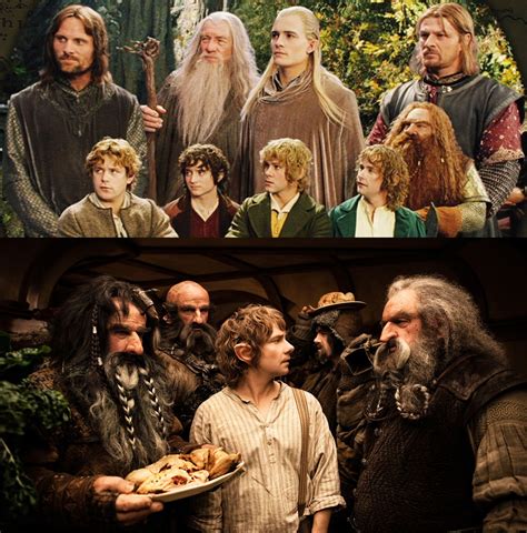 In both The Lord of the Rings' and The Hobbit's film adaptations the hobbits and dwarves were ...