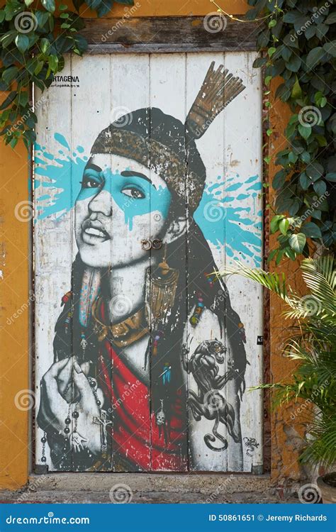 Cartagena Street Art editorial photo. Image of indian - 50861651