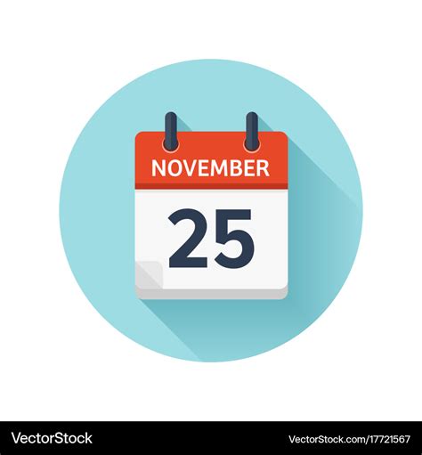 November 25 flat daily calendar icon date Vector Image