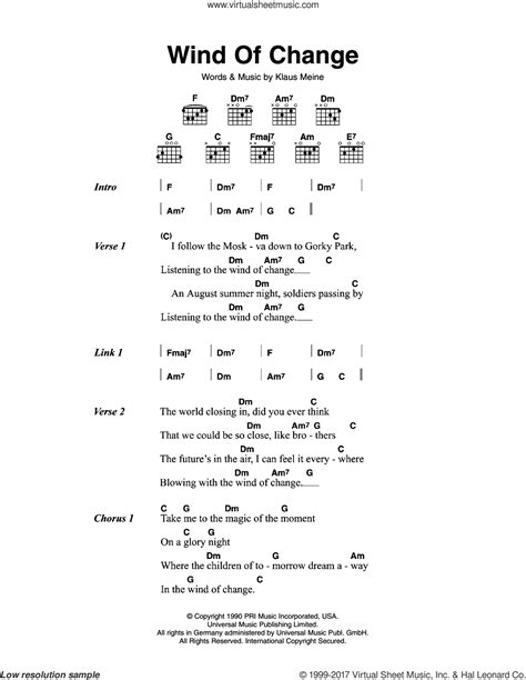 Download and Print Wind Of Change sheet music for guitar (chords) by ...