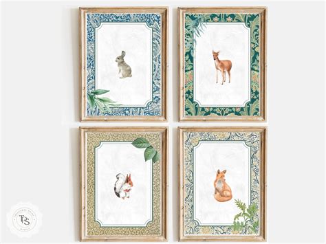 Floral Watercolor Woodland Nursery Art Set of 4 Baby Animal - Etsy