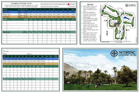 Course scorecard | Sunrise Country Club - Rancho Mirage, CA