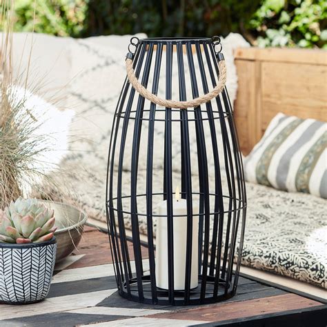 Canberra Large Slatted Outdoor Lantern | Lights4fun.co.uk