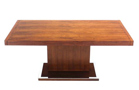 Mid-Century Modern Rectangular Pedestal-Base Walnut Dining Table at ...