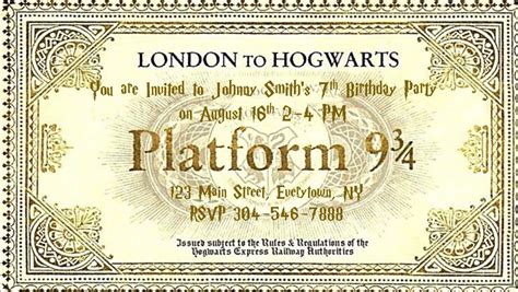 EDITABLE Hogwarts Express, Platform 9 3/4 ticket with envelope for birthdays, trips, etc ...