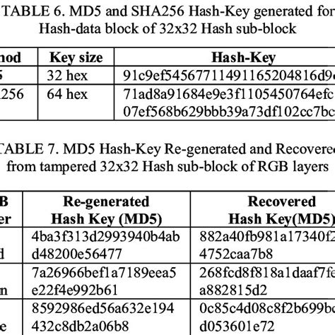 MD5 and SHA256 Hash-Key generated for Hash-data block of 32x32 Hash ...