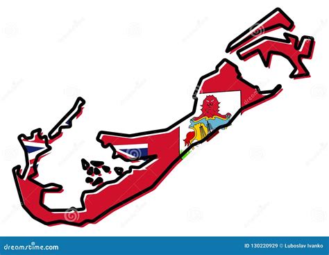 Simplified Map Of Bermuda Outline, With Slightly Bent Flag Under Cartoon Vector | CartoonDealer ...