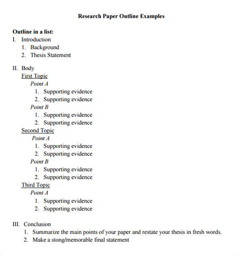 Research Paper Outline Template