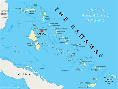 Large Detailed Political Map Of Bahamas With Major Cities And Airports ...