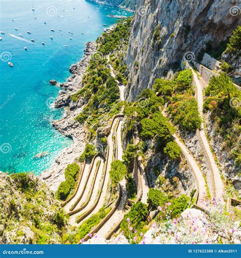 Famous Via Krupp Road In Capri Island Coastline Stock Photography | CartoonDealer.com #141509372