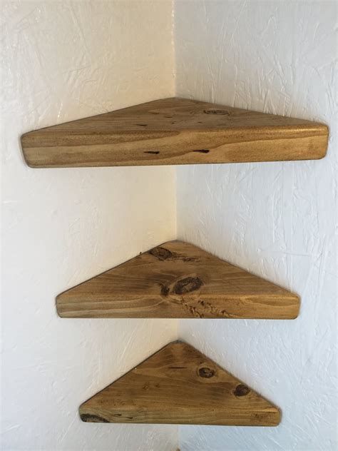 Set of 3 Small Corner Shelves Chunky Reclaimed Wood Rustic - Etsy UK