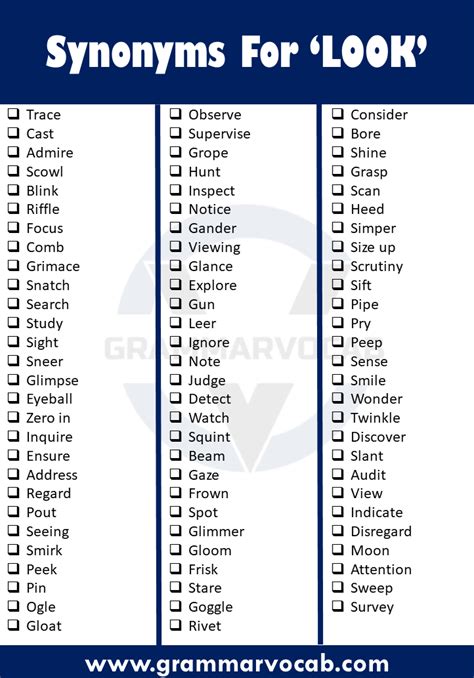 100 Look Synonyms | Other Ways to Say 'Look' - GrammarVocab