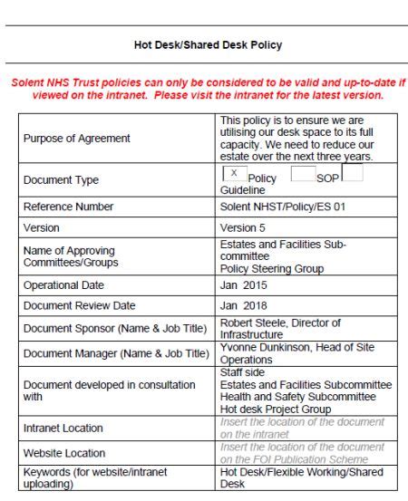 Clean Desk Policy Checklist Template: 40+ Templates useful for Data ...