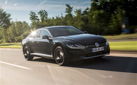 Download wallpapers Volkswagen Arteon R-Line, 2017, 4MOTION, black ...